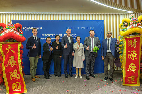 Dr. Friedrich Rheinheimer, Simon Yip, Wang Liping (Economic and Commercial Officer, Consulate General of Germany in Shanghai), Christian Sommer (CEO German Centre Shanghai), Wang Liping (Vice Mayor of Taicang), Enrico Klauer, Deenad Sundramurthy Great approval for the inauguration of MECOTEC China in Shanghai: Dr Friedrich Rheinheimer (COO MECOTEC Group), Simon Yip (Managing Director MECOTEC China), Wang Liping (Economic and Commercial Officer, Consulate General of the Federal Republic of Germany in Shanghai), Christian Sommer (CEO German Centre Shanghai), Wang Liping (Vice Mayor of Taicang), Enrico Klauer (CEO MECOTEC Group), Deenad Sundramurthy (Business Development Director MECOTEC ASIA) (from left)